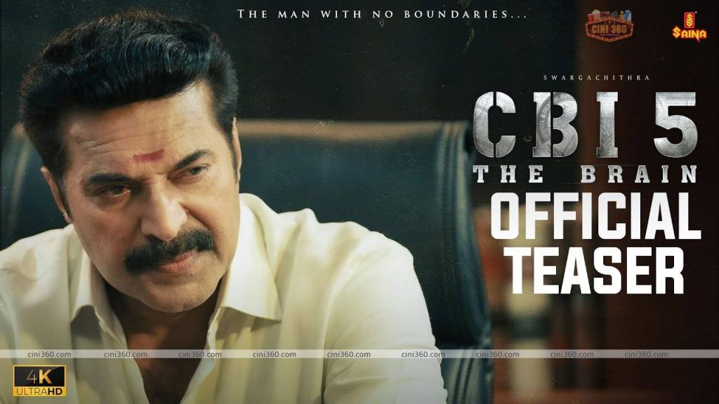 Mammootty has shared the teaser of the upcoming CBI 5:THE BRAIN movie on his social media page THE BRAIN movie on his social media page