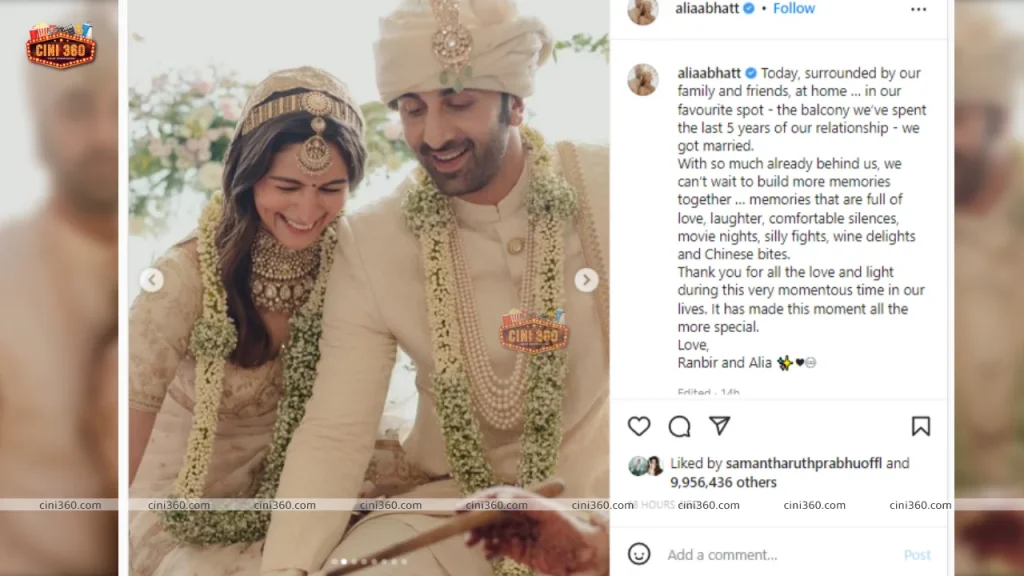 Alia Bhatt shares FIRST pictures with Ranbir Kapoor from their dreamy wedding on Instagram