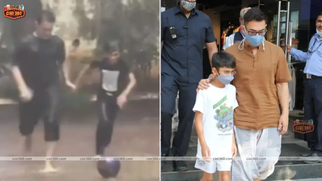 Aamir Khan played football with his son Azad Rao Khan on heavy rains in Mumbai