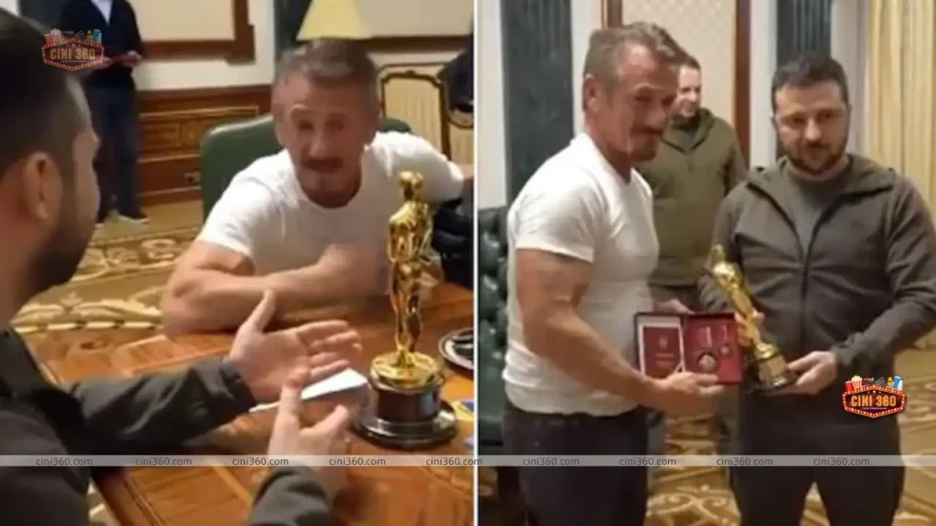 Sean Penn, a Hollywood actor, presents his Oscar to Ukrainian President Zelenskyy | Video hollywood-actor-sean-penn-gifts-his-oscar-to-ukrainian-president-zelensky
