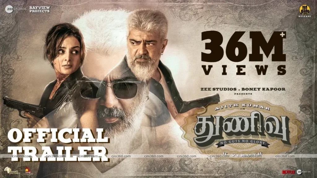 “Thunivu” trailer for Ajith falls short of Vijay’s “Beast” 24 hour records. ajiths-thunivu-trailer-fails-to-beat-vijays-beast-24-hours-records